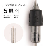 Phi Black Cartridge 0.35 5RS, 7mm taper - 10pcs